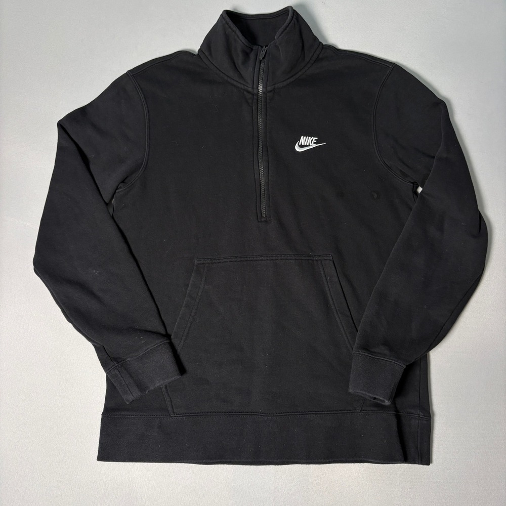 Nike Sportswear Club Fleece Quarter Zip Pullover Black Mens Medium Futura Logo